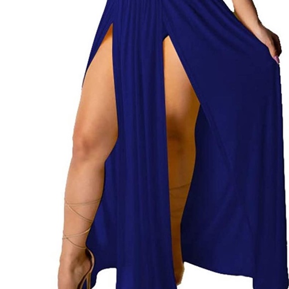 Two piece crop top high split maxi skirt set - Picture 2 of 3
